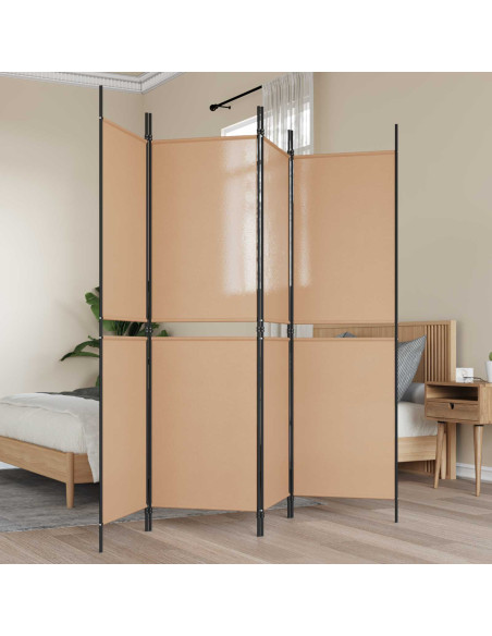 Paravento a 4 pannelli Beige 200 x 180 cm Tessuto