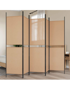 Paravento a 5 Pannelli Beige 250 x 180 cm Tessuto