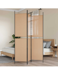 Paravento a 3 pannelli Beige 150 x 200 cm Tessuto