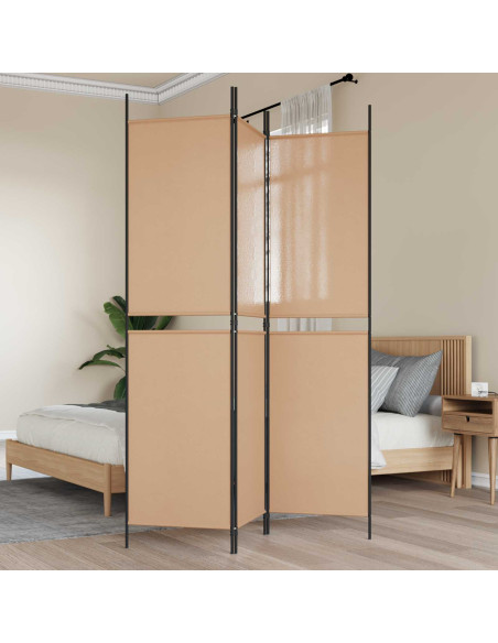 Paravento a 3 pannelli Beige 150 x 200 cm Tessuto