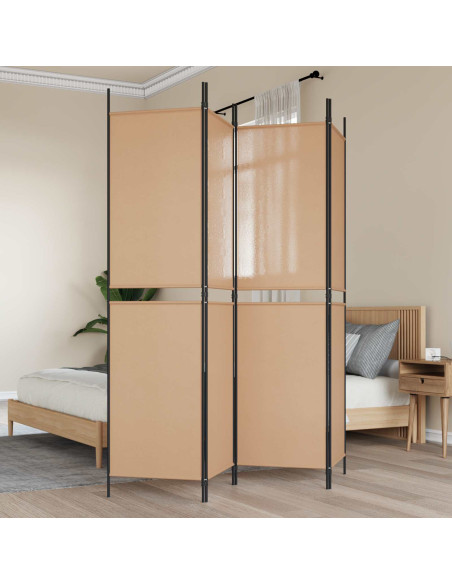 Paravento a 4 Pannelli Beige 200 x 200 cm Tessuto