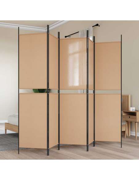 Pannello divisorio a 5 parti Beige 250 x 200 cm Tessuto