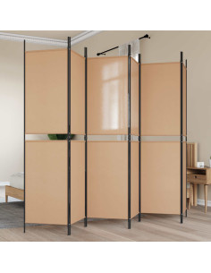 Divisore per Stanza a 6 Pannelli Beige 300 x 200 cm Tessuto