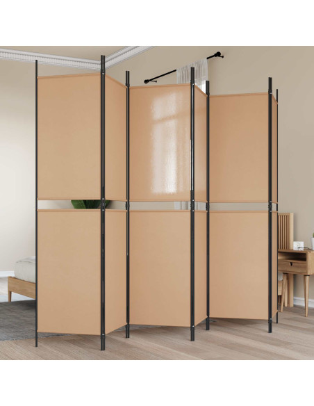 Divisore per Stanza a 6 Pannelli Beige 300 x 200 cm Tessuto