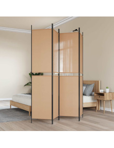 Paravento a 4 pannelli Beige 200 x 220 cm Tessuto