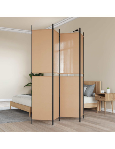 Paravento a 4 pannelli Beige 200 x 220 cm Tessuto
