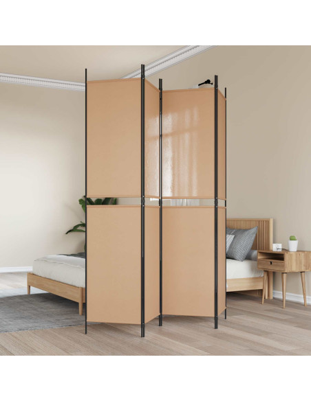 Paravento a 4 pannelli Beige 200 x 220 cm Tessuto
