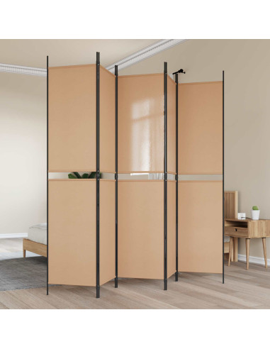 Pannello Separatore a 5 Pannelli Beige 250 x 220 cm Tessuto