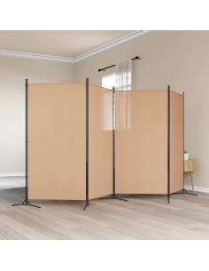 Paravento a 4 Pannelli Beige 346 x 180 cm Tessuto