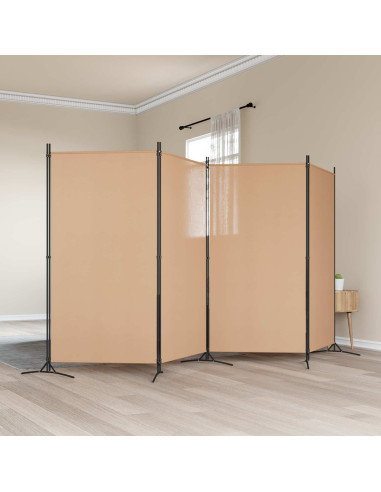 Paravento a 4 Pannelli Beige 346 x 180 cm Tessuto