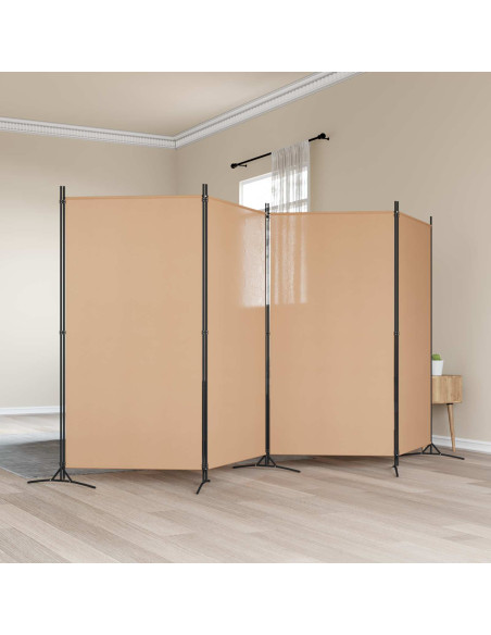 Paravento a 4 Pannelli Beige 346 x 180 cm Tessuto