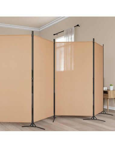 Divisore per Stanza a 6 Pannelli Beige 520 x 180 cm Tessuto