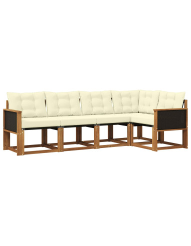 Set di divani da esterno con cuscino 5 pcs Naturale e Crema