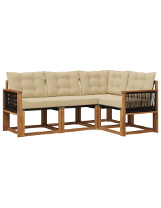 Set di divani da esterno con cuscino 4 pcs Naturale e Beige