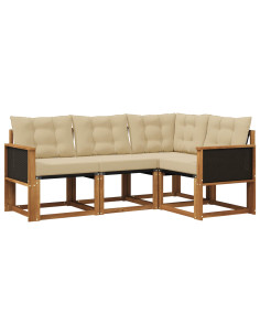 Set di divani da esterno con cuscino 4 pcs Naturale e Beige