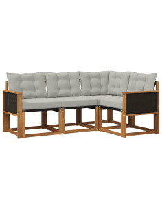Set di divani da esterno 4 pcs Naturale e Grigio Chiaro