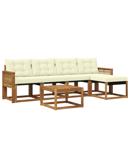 Set di divani da esterno con cuscino 6 pcs Naturale e Crema