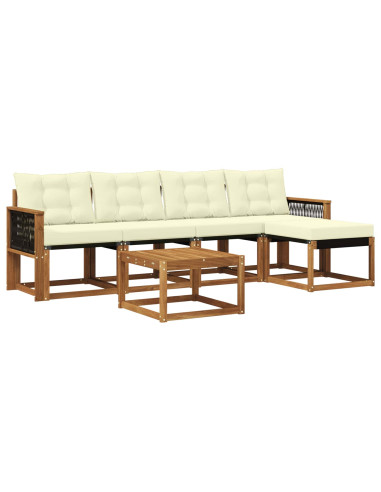 Set di divani da esterno con cuscino 6 pcs Naturale e Crema