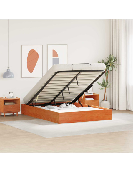 Telaio del Letto Ottomano con Ripostiglio Marrone Cera