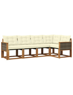 Set di divani da esterno con cuscino 5 pcs Naturale e Crema