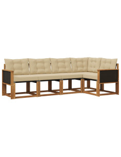 Set di divani da esterno con cuscino 5 pcs Naturale e Beige