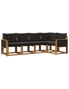 Set di divani da esterno con cuscino 5 pcs Naturale e Nero