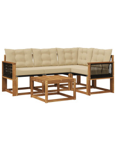 Set di divani da esterno con cuscino 5 pcs Naturale e Beige