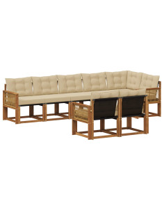 Set di divani da esterno con cuscino 8 pcs Naturale e Beige
