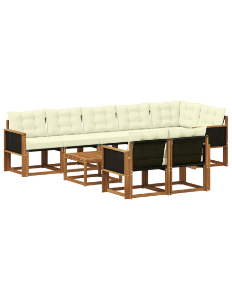 Set di divani da esterno con cuscino 9 pcs Naturale e Crema