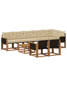 Set di divani da esterno con cuscino 9 pcs Naturale e Beige