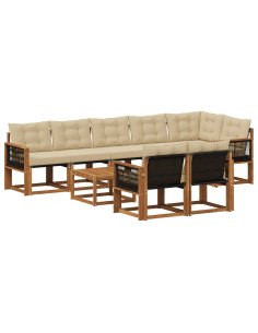 Set di divani da esterno con cuscino 9 pcs Naturale e Beige