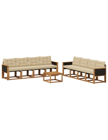 Set di divani da esterno con cuscino 9 pcs Naturale e Beige