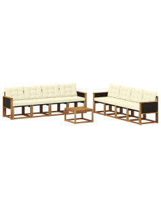 Set di divani da esterno con cuscino 9 pcs Naturale e Crema