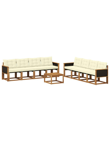 Set di divani da esterno con cuscino 9 pcs Naturale e Crema