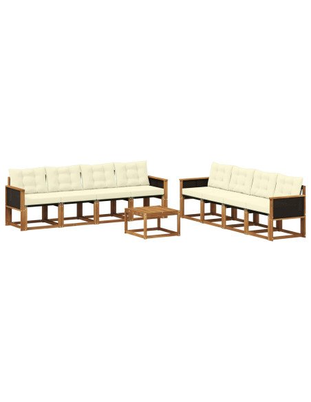 Set di divani da esterno con cuscino 9 pcs Naturale e Crema