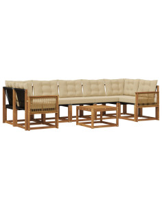 Set di divani da esterno con cuscino 8 pcs Naturale e Beige