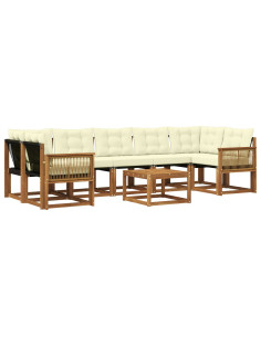 Set di divani da esterno con cuscino 8 pcs Naturale e Crema