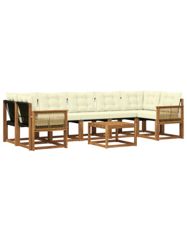 Set di divani da esterno con cuscino 8 pcs Naturale e Crema