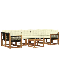 Set di divani da esterno con cuscino 8 pcs Naturale e Crema