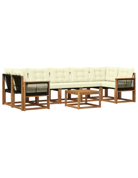 Set di divani da esterno con cuscino 8 pcs Naturale e Crema