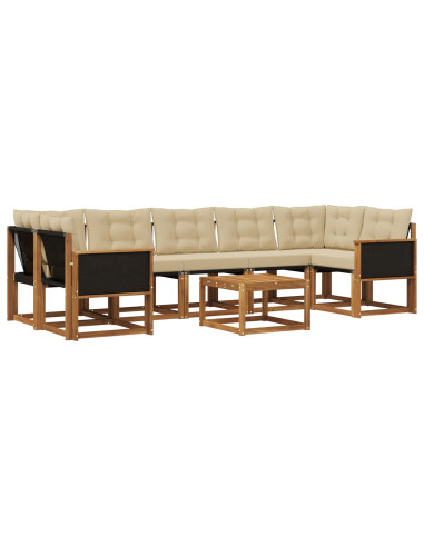 Set di divani da esterno con cuscino 8 pcs Naturale e Beige