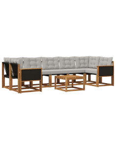 Set di divani da esterno 8 pcs Naturale e Grigio Chiaro