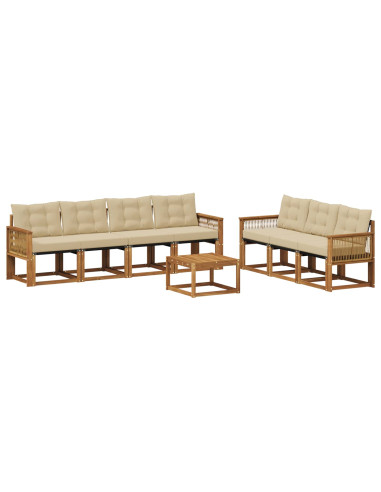 Set di divani da esterno con cuscino 8 pcs Naturale e Beige