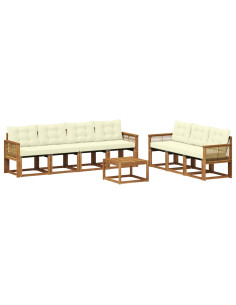 Set di divani da esterno con cuscino 8 pcs Naturale e Crema