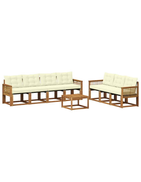 Set di divani da esterno con cuscino 8 pcs Naturale e Crema
