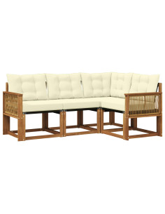Set di divani da esterno con cuscino 4 pcs Naturale e Crema