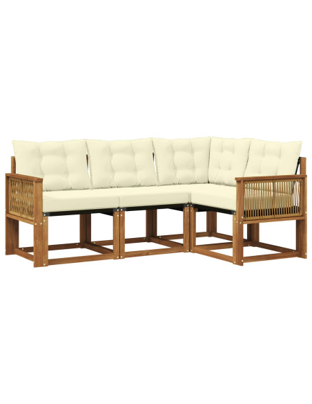 Set di divani da esterno con cuscino 4 pcs Naturale e Crema