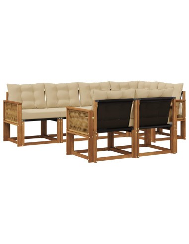 Set di divani da esterno con cuscino 7 pcs Naturale e Beige