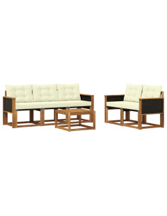 Set di divani da esterno con cuscino 6 pcs Naturale e Crema