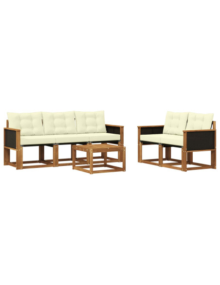 Set di divani da esterno con cuscino 6 pcs Naturale e Crema